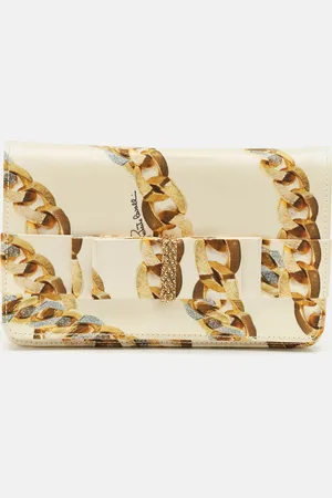 Roberto Cavalli Chainlink Print Fabric Bow Clutch