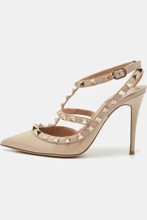 VALENTINO Patent Leather Rockstud Ankle Strap Pumps Size 36.5