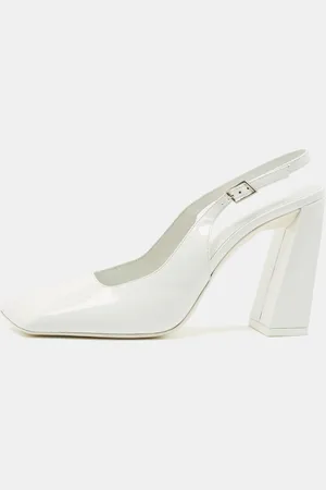Amina Muaddi Patent Leather Square Toe Slingback Pumps Size 38
