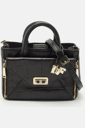 Diane von Furstenberg Croc Embossed Leather Mini Secret Agent Tote