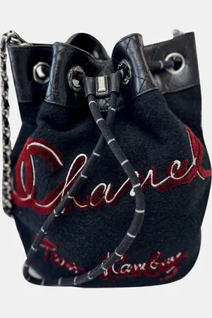 CHANEL Tweed Drawstring Bucket Bag