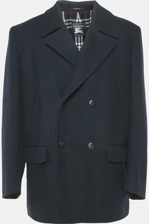 Burberry Navy Wool Double Breasted Coat XL