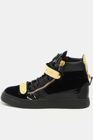 Giuseppe Zanotti /Black Velvet And Patent Leather Coby High Top Sneakers Size 41