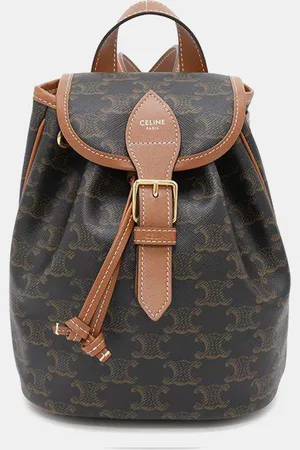 Céline Triomphe Falco Backpack Tan Pvc Coated Canvas Leather Size Mini