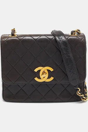 CHANEL Quilted Leather CC Square Flap Chain Bag