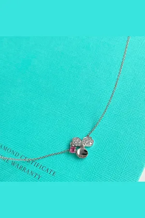 Tiffany & Co. 18K Gold Diamond Pink Tourmaline Paper Flower Necklace