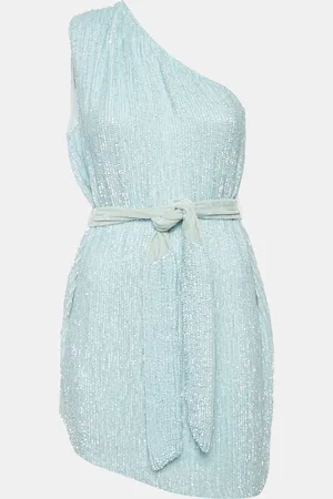 Retrofete Velvet Trim Sequin One Shoulder Dress S
