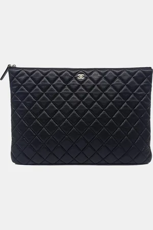 CHANEL Leather Caviar Clutch Large