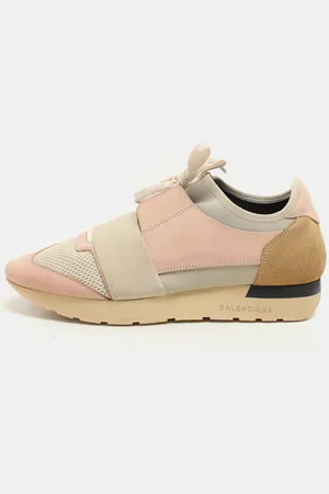 Balenciaga /Beige Neoprene And Leather Race Runner Sneakers Size 39