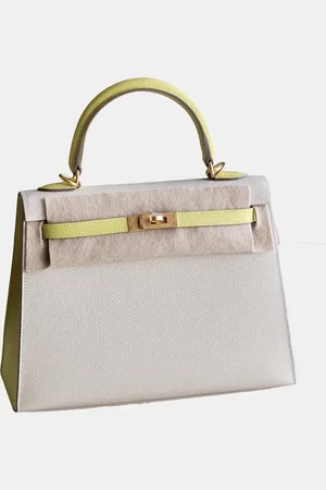 Hermès Milk and Lemon Yellow Epsom Leather Brushed Kelly 25 Shoulder Bag