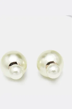 Dior Tribales Faux Pearl Tone Stud Earrings