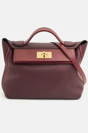 Hermès Bordeaux/Rouge H Togo and Sombrero Leather Gold Finish 24/24 29 Bag