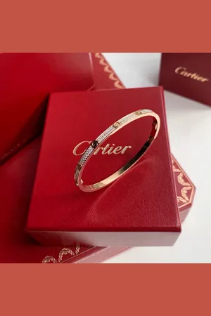 Cartier 18K Rose and Diamond Love Bangle Bracelet