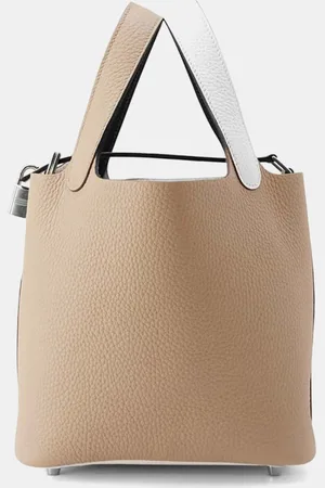 Hermès Marfa, New White & Macassar Taurillon Clemence Leather Picotin Lock Casaque PM Shoulder Bag