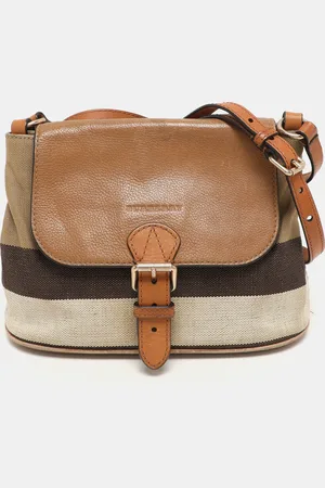 Burberry Mega Check Canvas and Leather Small Gowan Messenger Saddle Bag