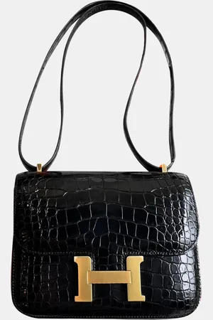 Hermès Shiny Crocodile Leather Constance 19 Shoulder Bag