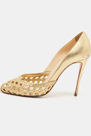 Christian Louboutin Woven Leather Altressita Round Toe Pumps Size 37.5