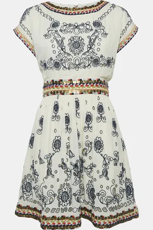ALICE+OLIVIA Off Embroidered Mini Dress M