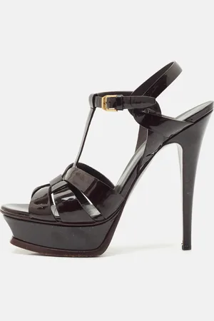 Saint Laurent Patent Leather Tribute Platform Sandals Size 38