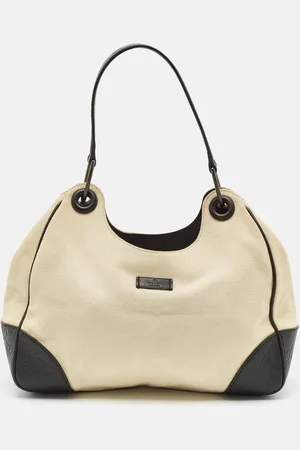 Gucci /White Canvas and ssima Leather Colbert Shoulder Bag