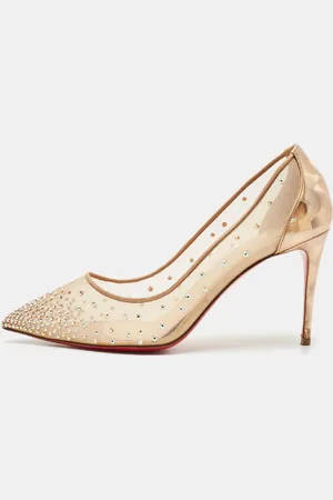 Christian Louboutin Mesh and Patent Leather Follies Strass Pumps Size 39