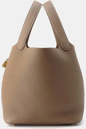 Hermès Etoupe Taurillon Clemence Leather Picotin Lock MM Shoulder Bag