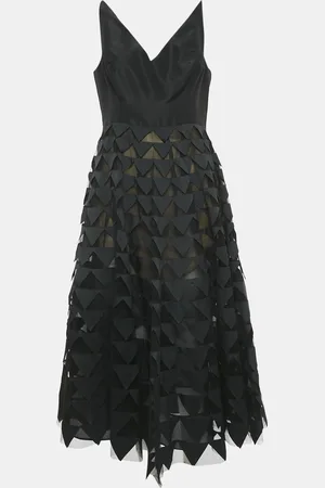 Oscar de la Renta Triangle Appliqué Tulle and Silk-Faille Gown L