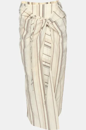 Brunello Cucinelli Stripe Print Cotton Blend Long Skirt S
