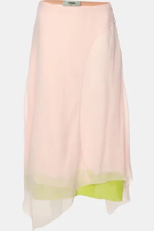 Fendi /Green Silk Asymmetric Midi Skirt S