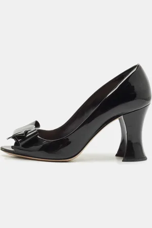 Miu Miu Patent Leather Bow Peep Toe Pumps Size 38