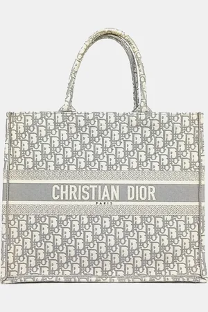 Dior White Fabric Oblique Book Tote Bag 42