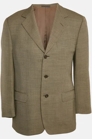 Ermenegildo Zegna Patterned Cotton Blend Single Breasted Blazer L