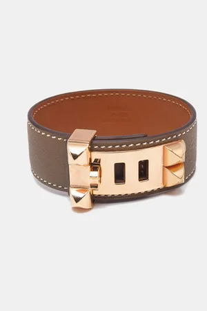 Hermès Collier de Chien 24 Leather Rose Tone Bracelet
