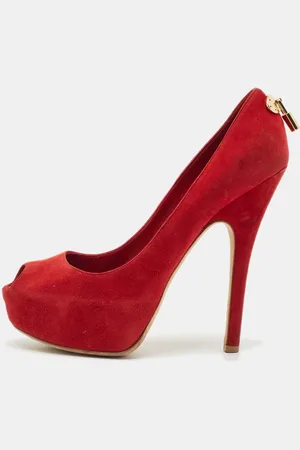 LOUIS VUITTON Suede Oh Really! Platform Peep Toe Pumps Size 38