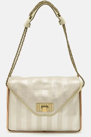 Chloé Striped Leather Medium Crystal Sally Flap Shoulder Bag