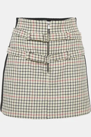 Maje Checks Cotton Blend Mini Skirt S