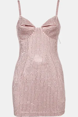 AREA Candy Rose Jersey Crystal Embellished Mini Dress S