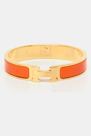 Hermès Clic H Enamel Gold Plated Narrow Bracelet