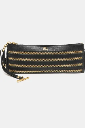 Burberry Leather Zip Detail Wristlet Clutch