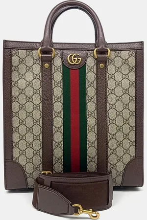 Gucci Brown Coated Canvas Ophidia Tote Medium Bag