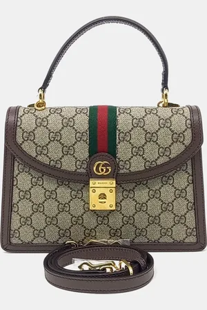 Gucci Brown Coated Canvas Ophidia Top Handle Bag
