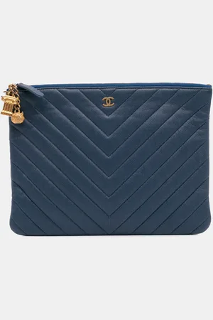 CHANEL Medium Chevron Caviar Ancient Greek Charms O Case Clutch
