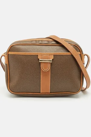 LANCEL /Tan Coated Canvas and Leather Camera Shoulder Bag