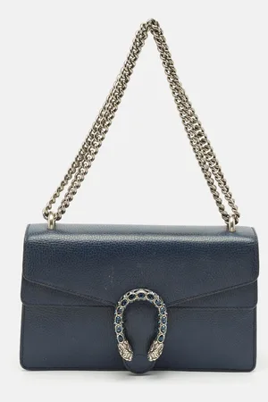 Gucci Navy Leather Small Dionysus Shoulder Bag