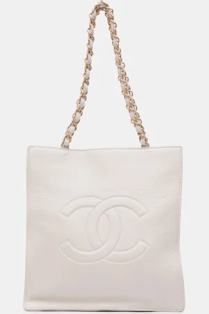 CHANEL Shiny Aged Calfskin North South Shopping Tote