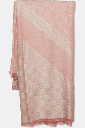 Gucci GG Jacquard Wool Frayed Edge Scarf