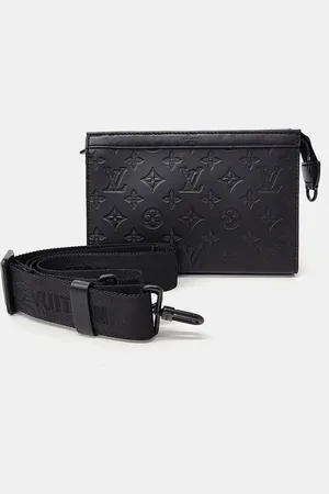 LOUIS VUITTON Leather Monogram Shadow Gaston Wearable crossbody Bag