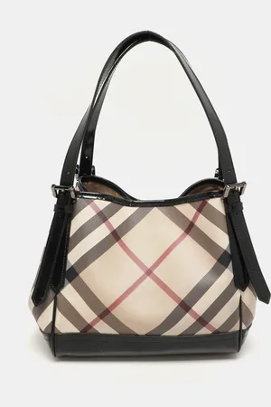 Burberry /Beige Super Nova Check PVC and Patent Leather Canterbury Tote