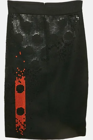 VERSACE Sequin Embellished Wool Pencil Skirt M