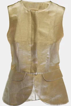 Emporio Armani Gold Lurex Cotton Peplum Vest S
